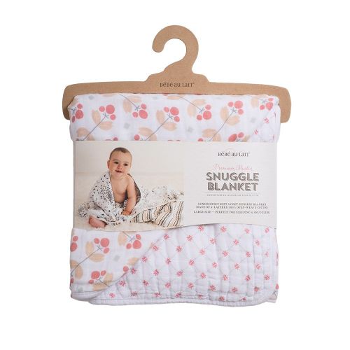  Bebe au Lait Classic Muslin Snuggle Blanket, Dewberry and Lattice