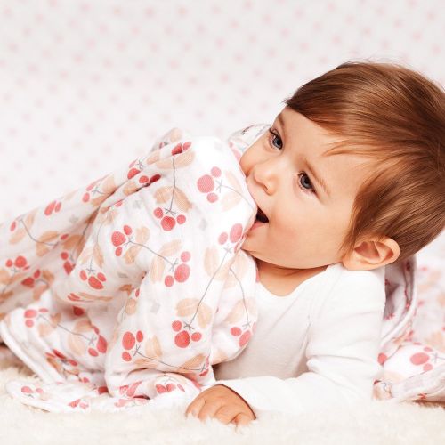  Bebe au Lait Classic Muslin Snuggle Blanket, Dewberry and Lattice