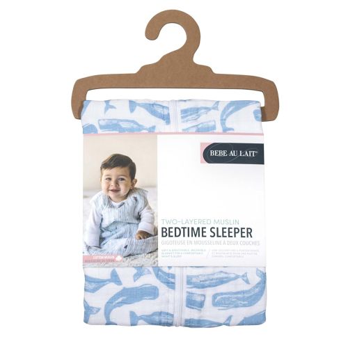  Bebe au Lait Muslin Bedtime Sleepers, Moby, 12-18 Months