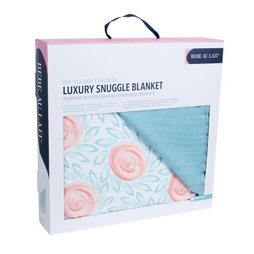  Bebe au Lait Oh So Soft Muslin Snuggle Blanket, Fresco and Lagoon