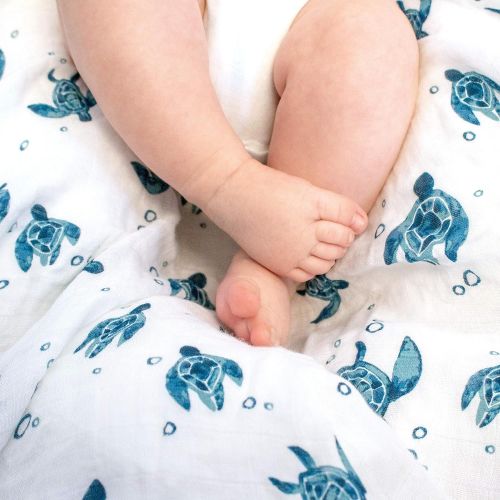  Bebe au Lait Oh So Soft Muslin Snuggle Blanket, Sea Turtles