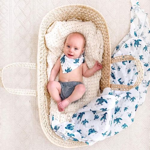  Bebe au Lait Oh So Soft Muslin Snuggle Blanket, Sea Turtles