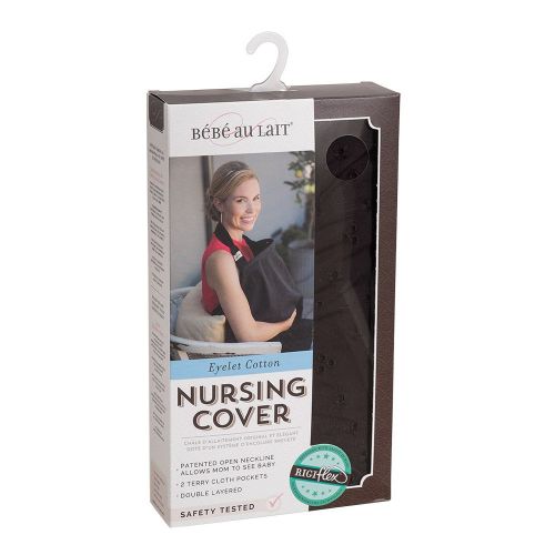  Bebe au Lait Premium Cotton Nursing Cover, Black Eyelet