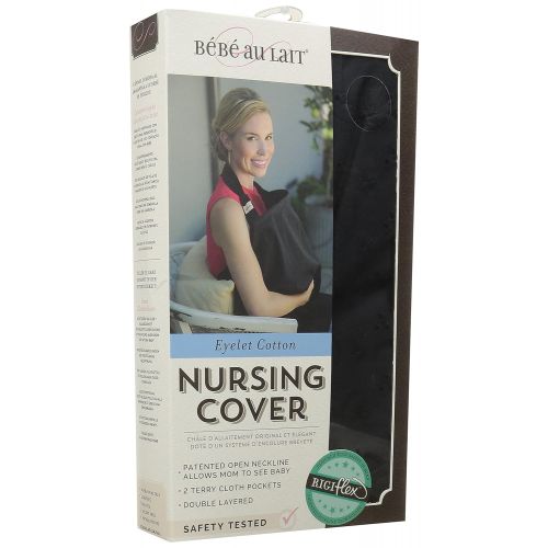  Bebe au Lait Premium Cotton Nursing Cover, Black Eyelet