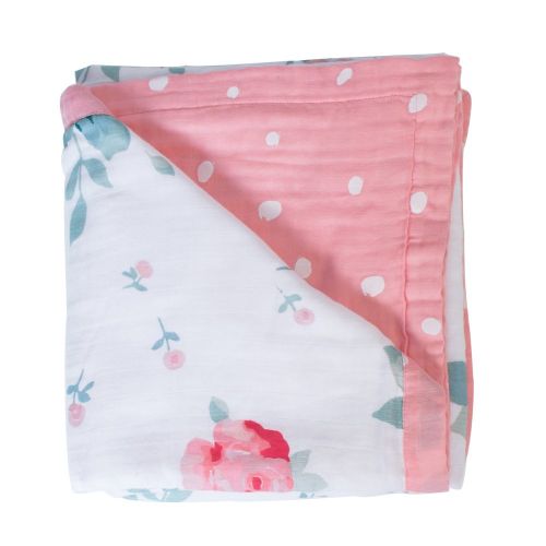  Bebe au Lait Oh So Soft Muslin Snuggle Blanket, Rosy and Dewdrops