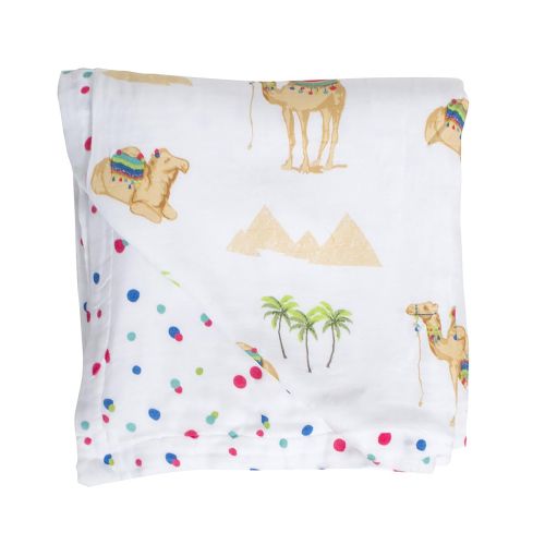  Bebe au Lait Oh So Soft Muslin Snuggle Blanket, Rosy and Dewdrops