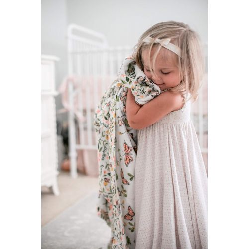  Bebe au Lait Oh So Soft Muslin Snuggle Blanket, Rosy and Dewdrops