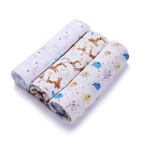  Bebe living 3-pks Super Soft Baby Bamboo Muslin Swaddle Enfant Blanket Baby Receiving Blanket …