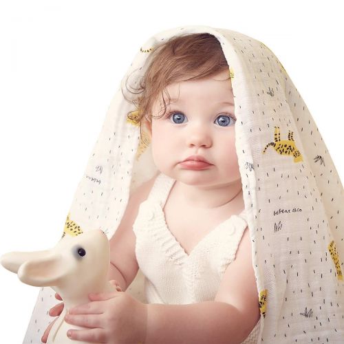  Bebear Bebamour Muslin Swaddle Blankets for Baby Girls Boys and Infants Light and Breathable Baby Swaddle...