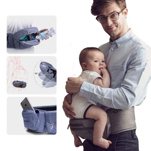  Bebear Bebamour Foldable Baby Hip Seat Carrier Ergonomic Toddler Waist Seat (Light Grey)