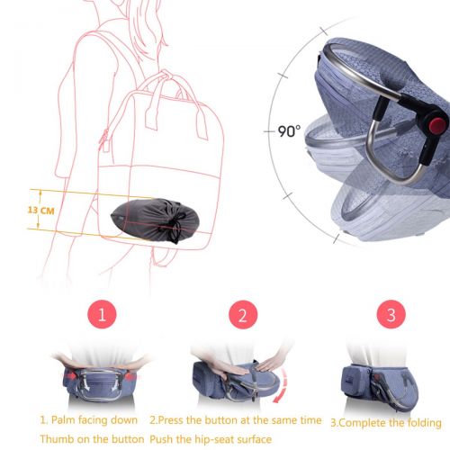  Bebear Bebamour Foldable Baby Hip Seat Carrier Ergonomic Toddler Waist Seat (Light Grey)