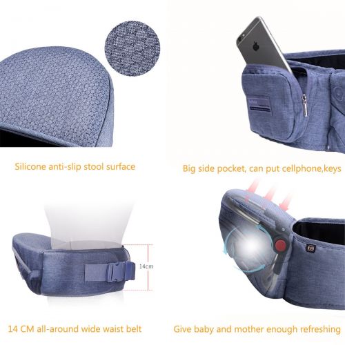  Bebear Bebamour Foldable Baby Hip Seat Carrier Ergonomic Toddler Waist Seat (Light Grey)