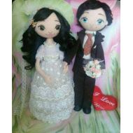 /BebekDolls Interior textile dolls bride and groom handmade. Height 37 cm