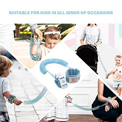  [아마존베스트]Bebenido Anti-Lost Wrist Link with Induction Lock, Auto Lock and Inductive Unlock Baby Safety Harness, Cut-Resistant Kids Leash Harness (Blue)