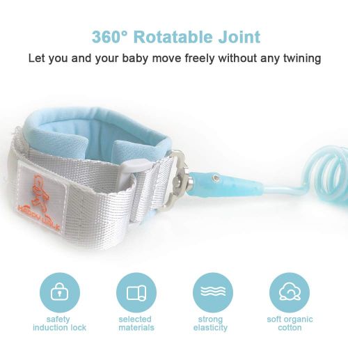  [아마존베스트]Bebenido Anti-Lost Wrist Link with Induction Lock, Auto Lock and Inductive Unlock Baby Safety Harness, Cut-Resistant Kids Leash Harness (Blue)