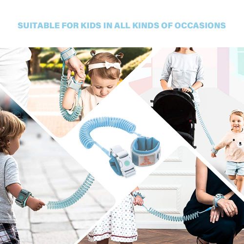  [아마존베스트]Bebenido Anti-Lost Wrist Link with Induction Lock, Auto Lock and Inductive Unlock Baby Safety Harness, Cut-Resistant Kids Leash Harness (Blue)