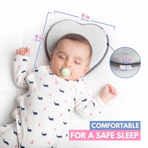  [아마존베스트]Bebo beba Newborn Baby Head Shaping Pillow | Memory Foam Cushion for Flat Head Syndrome Prevention | Prevent...