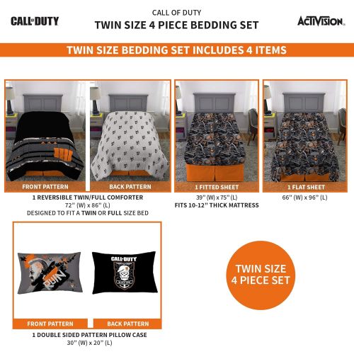  Beckham Franco Bedding Super Soft Comforter and Sheet Set, 4 Piece Twin Size, Call of Duty Black Ops