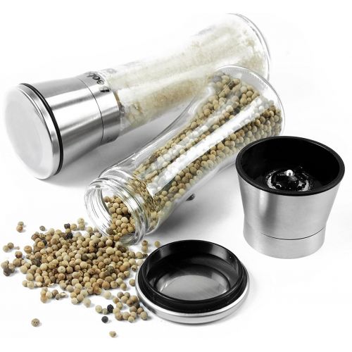  Becko manuelle Salz- und Pfeffermuehle/ verstellbare Gewuerzmuehlen mit Edelstahl und Glas Konstruktion  Packung:180 ml X 2