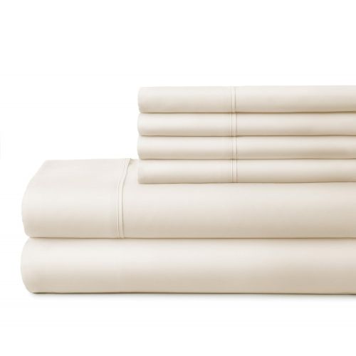  Becky Cameron Luxury Soft Deluxe Hotel Quality 6 Piece Bed Sheet Set, California, King, Ivory