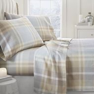 Becky Cameron 3 Piece Plaid Flannel Sheet Set, Twin, Light Blue