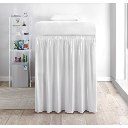  Bed skirt Extended Dorm Sized Bed Skirt Panel with Ties (1 Panel) - White (for Raised or lofted beds)