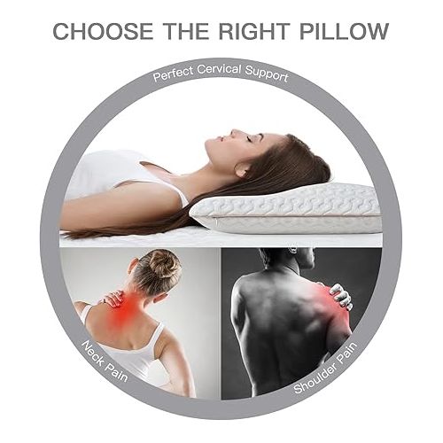 BedStory Memory Foam Pillow Medium Firm - Gel Foam Pillows for Sleeping Standard Size - Orthopedic Bed Pillows for Neck Pain - Stomach & Back Sleepers