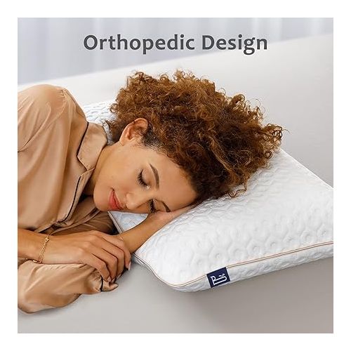  BedStory Memory Foam Pillow Medium Firm - Gel Foam Pillows for Sleeping Standard Size - Orthopedic Bed Pillows for Neck Pain - Stomach & Back Sleepers