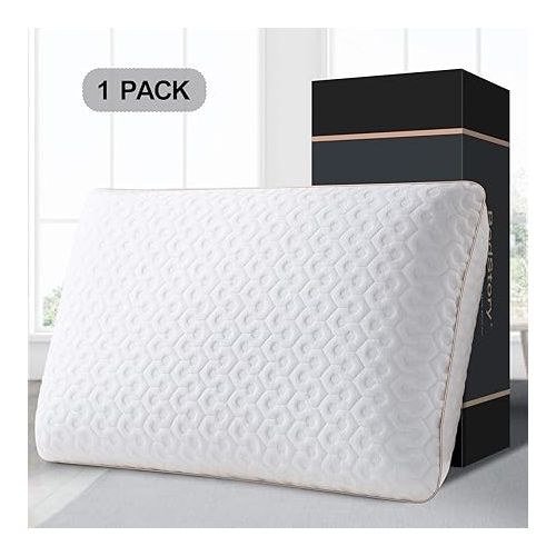  BedStory Memory Foam Pillow Medium Firm - Gel Foam Pillows for Sleeping Standard Size - Orthopedic Bed Pillows for Neck Pain - Stomach & Back Sleepers