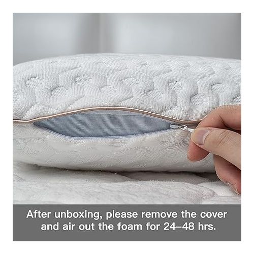  BedStory Memory Foam Pillow Medium Firm - Gel Foam Pillows for Sleeping Standard Size - Orthopedic Bed Pillows for Neck Pain - Stomach & Back Sleepers