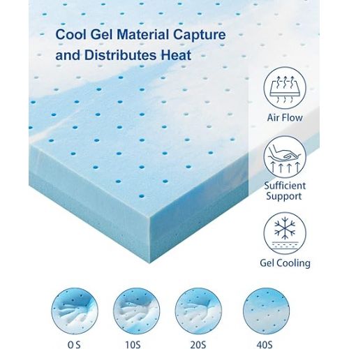  BedStory Twin Mattress Topper, 3 inch Memory Foam Mattress Topper, Firm Bed Topper Cooling Gel-Infused with Anti-Slip Removable&Breathable Cover for Back Pain, Pressure Relieve, CertiPUR-US(38