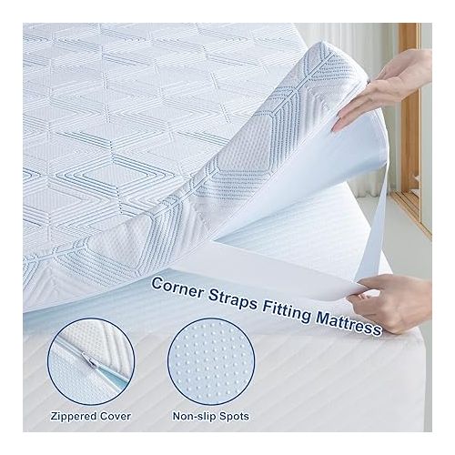  BedStory Twin Mattress Topper, 3 inch Memory Foam Mattress Topper, Firm Bed Topper Cooling Gel-Infused with Anti-Slip Removable&Breathable Cover for Back Pain, Pressure Relieve, CertiPUR-US(38