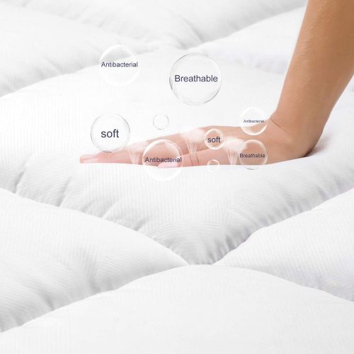  [아마존 핫딜]  [아마존핫딜]BedStory Premium Plush Mattress Topper Queen, Hotel Quality Bed Topper 2 Inch, Hypoallergenic Down Alternative Fiber Mattress Pad Cover Topper, with 4 Anchor Bands, 10-Year Warrant