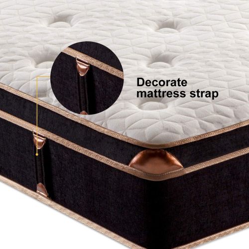  [아마존 핫딜]  [아마존핫딜]BedStory 12 Inch Gel Hybrid Mattress Full, Black Luxury Spring Mattress Individually Encased Pocket Coil Mattress Built-in 2 Layers Cooling Convoluted Foam Medium Firm Euro Top 10-