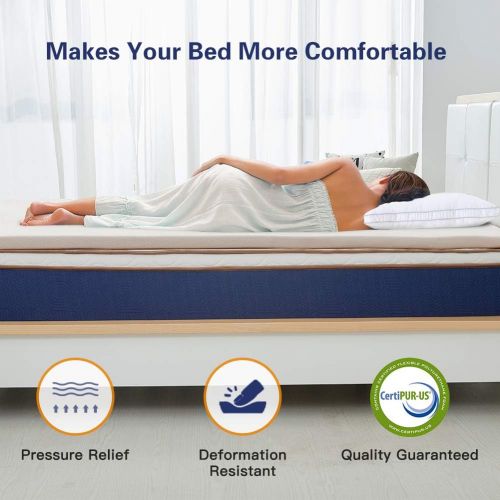  [아마존 핫딜] [아마존핫딜]BedStory Memory Foam Mattress Topper California King, 3 Inch Lavender Infused Foam Mattress with Microfiber Fitted Cover, Memory Foam Mattress Pad Bed Topper with CertiPUR-US, Vent