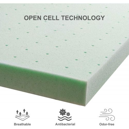  [아마존핫딜][아마존 핫딜] BedStory 2 Inch Memory Foam Mattress Topper, Green Tea Infused Full Size Bed Toppers, Premium 2-in Thick Mattress Pad, Ventilated Design & CertiPUR-US Certified Memory Foam Topper