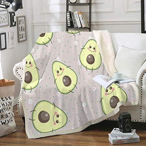  [아마존베스트]Bedbay Avocado Blanket Cute Fruit Throw Blanket for Kids Sherpa Fleece Blanket Cute Cartoon Avocado Decor Blankets Fuzzy Soft Blanket for Sofa Bed and Couch Twin (Avocado, Twin(60x80))