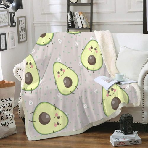  [아마존베스트]Bedbay Avocado Blanket Cute Fruit Throw Blanket for Kids Sherpa Fleece Blanket Cute Cartoon Avocado Decor Blankets Fuzzy Soft Blanket for Sofa Bed and Couch Twin (Avocado, Twin(60x80))