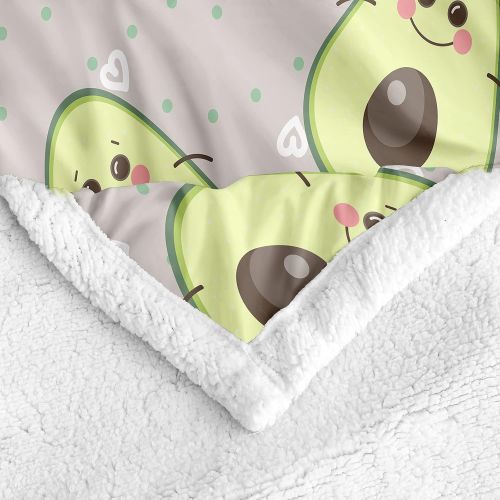  [아마존베스트]Bedbay Avocado Blanket Cute Fruit Throw Blanket for Kids Sherpa Fleece Blanket Cute Cartoon Avocado Decor Blankets Fuzzy Soft Blanket for Sofa Bed and Couch Twin (Avocado, Twin(60x80))