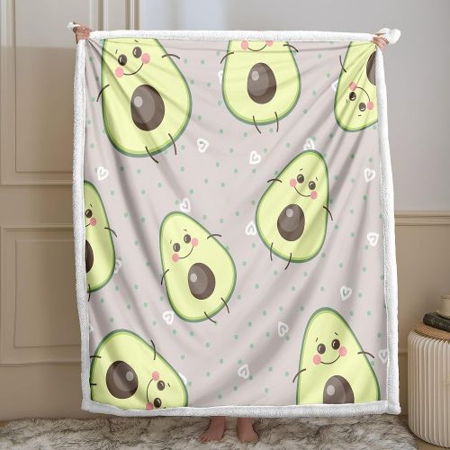  [아마존베스트]Bedbay Avocado Blanket Cute Fruit Throw Blanket for Kids Sherpa Fleece Blanket Cute Cartoon Avocado Decor Blankets Fuzzy Soft Blanket for Sofa Bed and Couch Twin (Avocado, Twin(60x80))