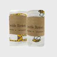 Bedding Overseas Baby Swaddle Blankets - Extra-Large Size 120cm x 120cm, Organic Muslin Cotton, Pack of 2 - Bee and Giraffe Designs (Unique)