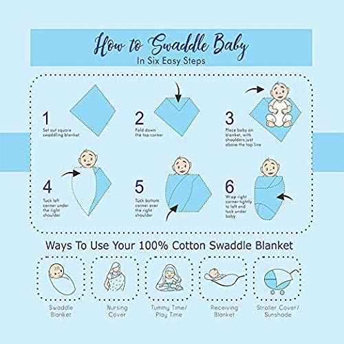  Bedding Overseas Baby Swaddle Blankets - Extra-Large Size 120cm x 120cm, Organic Muslin Cotton, Pack of 2 - Bee and Giraffe Designs (Unique)