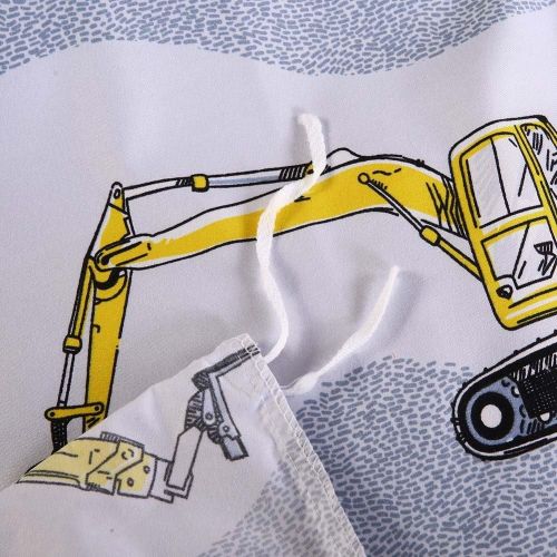  [아마존베스트]BeddingWish Cartoon Construction Excavator Tractor Beddding(No Comforter No Sheet) Set for Kids Teen Boys,1 Duvet Cover + 2 Pillow Shams -Twin Size (3Pcs)