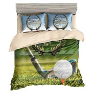 BeddingWish Beddingwish 3D Microfiber Golf Sports Bedding Set Men Boys Teens Kids (No Comforter) Sets Twin,Ball Sports Bed Set(1 Duvet Cover + 2 Pillowshams,3Pcs) -Twin Size