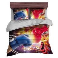 BeddingWish 3D Boxing Sports Printed Pattern Duvet Cover Sets for Teen Boys Bedding Set Full/Queen Size,(3 Pieces,)