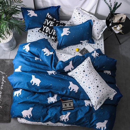  BeddingWish 3Pcs Blue Cartoon Star Universe Planets Beddding Set(No Comforter and Sheet) for Kids Teen Boys and Girls,Duvet Cover Set with 2 Pillow Shams -Full/Queen