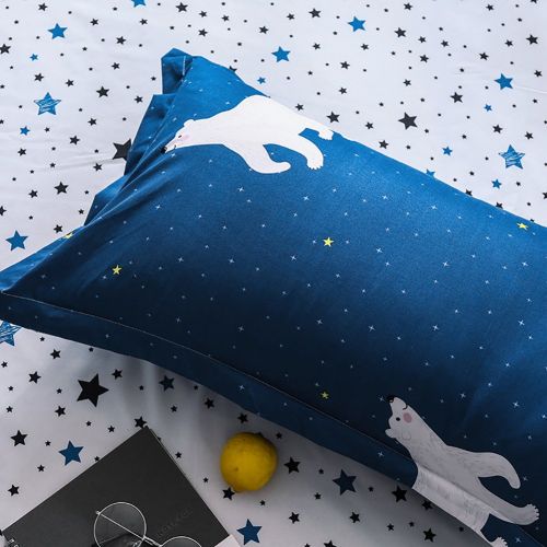  BeddingWish 3Pcs Blue Cartoon Star Universe Planets Beddding Set(No Comforter and Sheet) for Kids Teen Boys and Girls,Duvet Cover Set with 2 Pillow Shams -Full/Queen