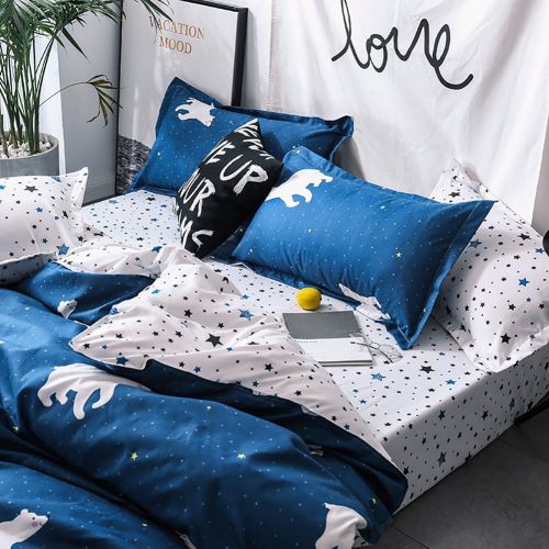  BeddingWish 3Pcs Blue Cartoon Star Universe Planets Beddding Set(No Comforter and Sheet) for Kids Teen Boys and Girls,Duvet Cover Set with 2 Pillow Shams -Full/Queen