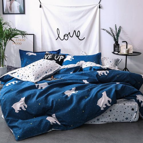  BeddingWish 3Pcs Blue Cartoon Star Universe Planets Beddding Set(No Comforter and Sheet) for Kids Teen Boys and Girls,Duvet Cover Set with 2 Pillow Shams -Full/Queen