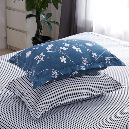  BeddingWish Polyester Floral Duvet Cover Sets for Women Girls White Orange Flowers String Printed 1 Comforter Cover with Ziper + 2 Pillowcases, Navy Blue Beige Queen Size